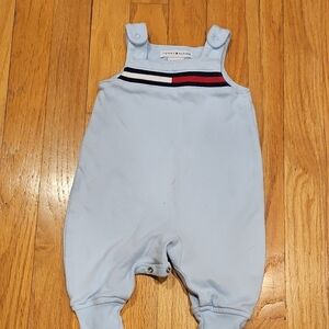 Tommy Hilfiger Baby Light Blue Romper with Flag Stripe & Onesie W Hat 0-3 Months